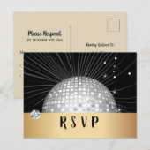 Disco ball, dans, gouden Briefkaart RSVP (Voorkant / Achterkant)
