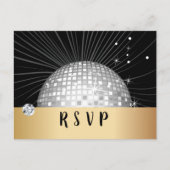 Disco ball, dans, gouden Briefkaart RSVP (Voorkant)