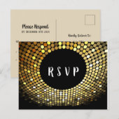 Disco ball, dans, gouden Briefkaart RSVP (Voorkant / Achterkant)