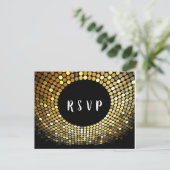 Disco ball, dans, gouden Briefkaart RSVP (Staand voorkant)