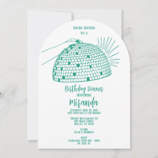 Disco Ball Dinner Invitation Blauwgroen Kaart