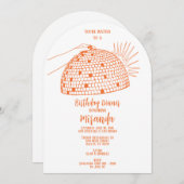 Disco Ball Dinner Invitation Sinaasappel Kaart (Voorkant / Achterkant)