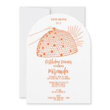 Disco Ball Dinner Invitation Sinaasappel