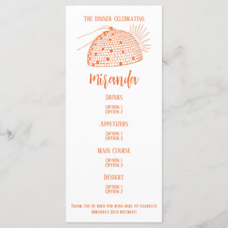 Disco Ball Dinner Menu Sinaasappel