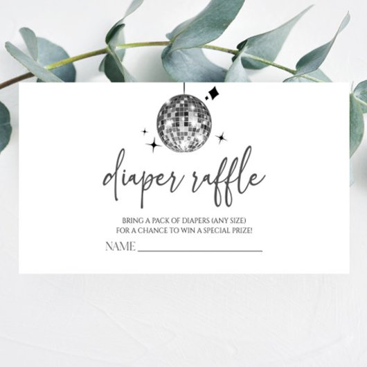 Disco Ball 'Disco Baby' Baby shower Luier Raffle Informatiekaartje