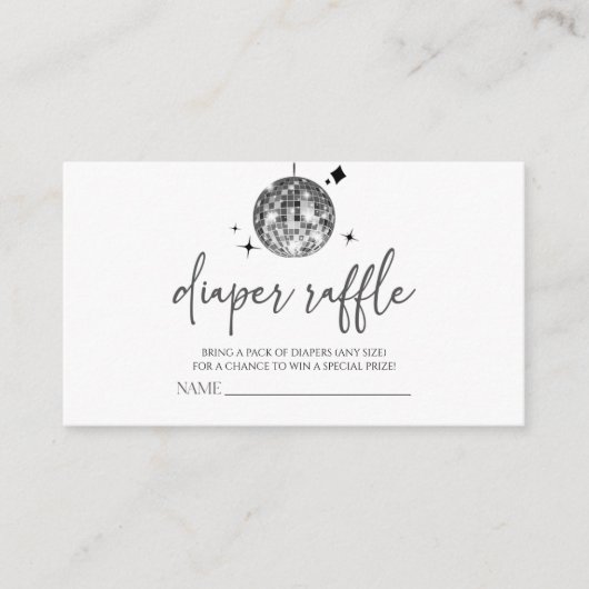 Disco Ball 'Disco Baby' Baby shower Luier Raffle Informatiekaartje (Voorkant)