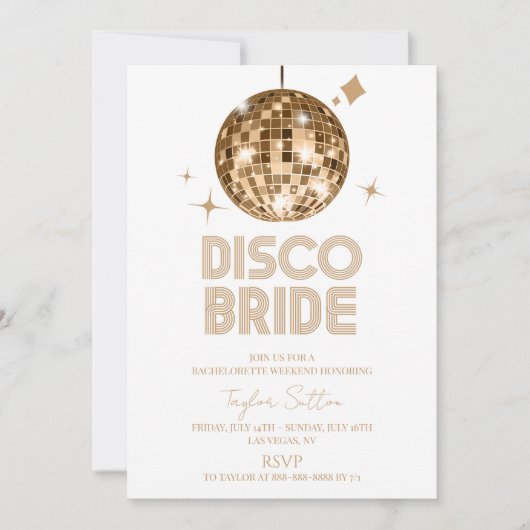 Disco Ball Disco Bruid Bachelorette Weekend Party Kaart (Voorkant)