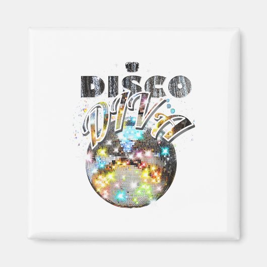 Disco Ball Disco Diva Queen - 70s Retro Da Magneet (Voorkant)