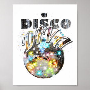 Disco Ball Disco Diva Queen - 70s Retro Da Poster