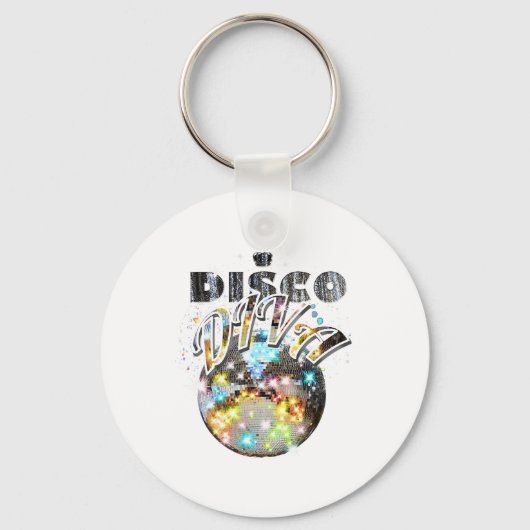 Disco Ball Disco Diva Queen - 70s Retro Da Sleutelhanger (Voorkant)