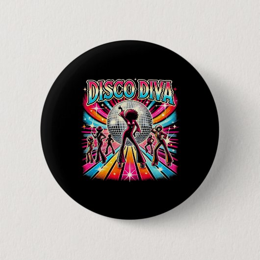 Disco Ball Disco Diva Queen Ronde Button 5,7 Cm (Voorkant)