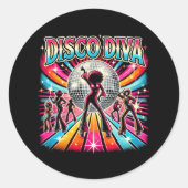 Disco Ball Disco Diva Queen Ronde Sticker (Voorkant)