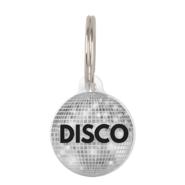 Disco Ball Dog Label Huisdierpenning (Voorkant)