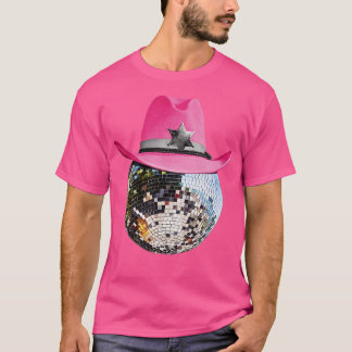 Disco Ball Dragen Roze Cowboy Pet Club Retro 1 T-shirt