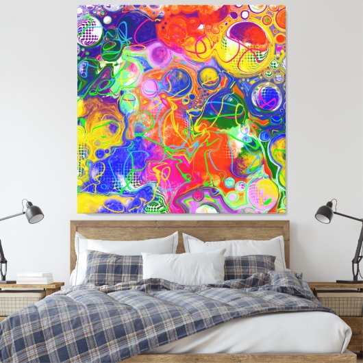 Disco Ball Electricity Fluid Art Canvas Afdruk (Insitu (Slaapkamer))