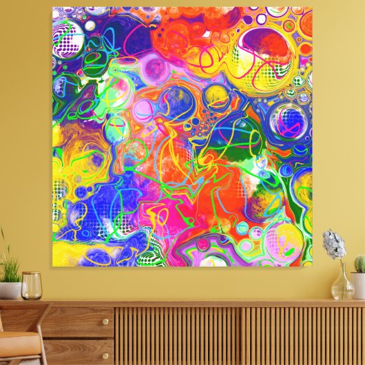 Disco Ball Electricity Fluid Art Canvas Afdruk (Insitu (Woonkamer))