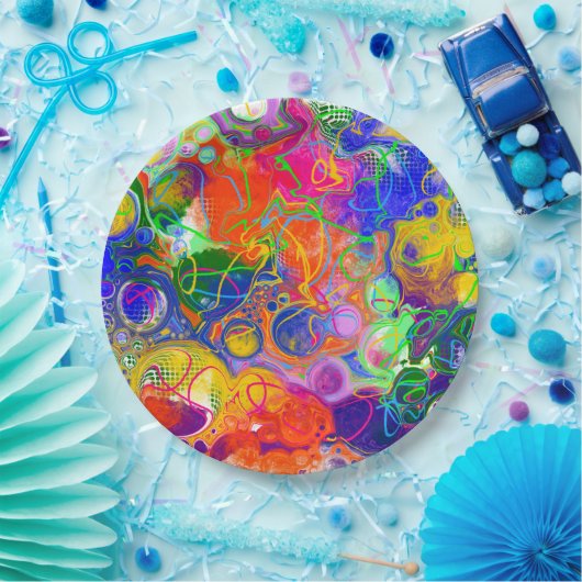 Disco Ball Electricity Fluid Art Papieren Bordje (Feest)