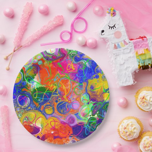 Disco Ball Electricity Fluid Art Papieren Bordje (Feest)