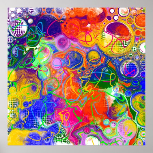 Disco Ball Electricity Fluid Art Poster (Voorkant)