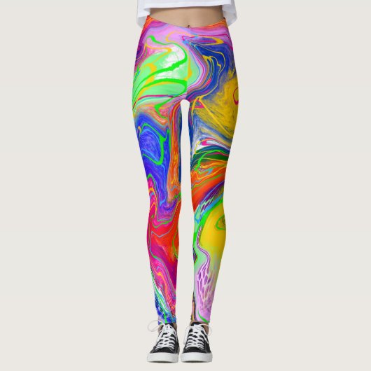 Disco Ball Electricity Marble Fluid Art Leggings (Voorkant)