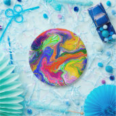 Disco Ball Electricity Marble Fluid Art Papieren Bordje (Feest)