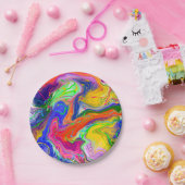 Disco Ball Electricity Marble Fluid Art Papieren Bordje (Feest)