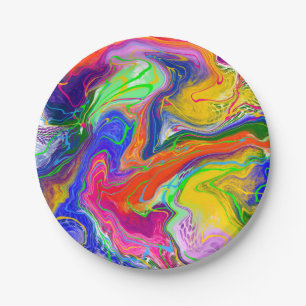 Disco Ball Electricity Marble Fluid Art Papieren Bordje