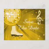Disco Ball en Roller Schaatsen 15e Save The Date Aankondigingskaart (Voorkant)