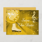Disco Ball en Roller Schaatsen 50e Save The Date Aankondigingskaart (Voorkant / Achterkant)