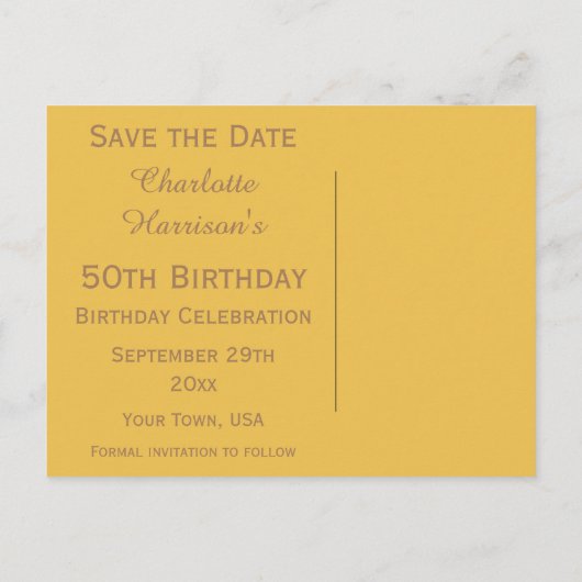 Disco Ball en Roller Schaatsen 50e Save The Date Aankondigingskaart (Achterkant)