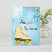 Disco Ball en Roller Schaatsen Sweet Sixteen Kaart (Staand voorkant)