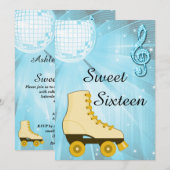 Disco Ball en Roller Schaatsen Sweet Sixteen Kaart (Voorkant / Achterkant)