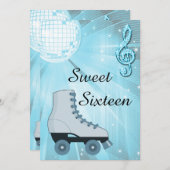 Disco Ball en Roller Schaatsen Sweet Sixteen Kaart (Voorkant / Achterkant)