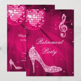 Disco Ball en Sparkle Hakken Roze Pensioen Kaart