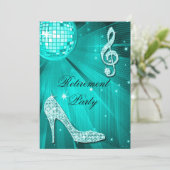 Disco Ball en Sparkle Heels Blauwgroen pensioen Kaart (Staand voorkant)