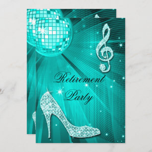 Disco Ball en Sparkle Heels Blauwgroen pensioen Kaart