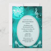Disco Ball en Sparkle Heels Blauwgroen Quinceañera Kaart (Achterkant)