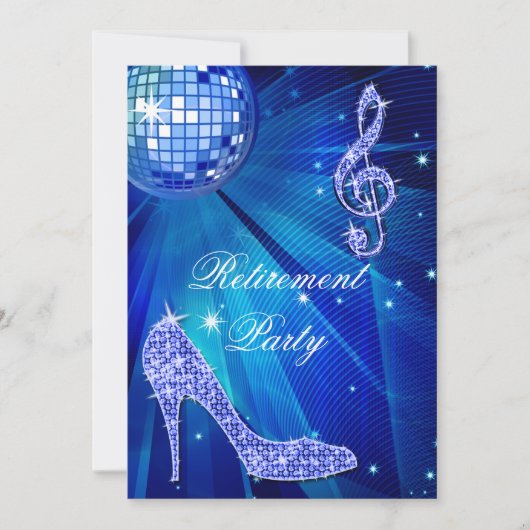 Disco Ball en Sparkle Heels Blue Pensioen Kaart (Voorkant)
