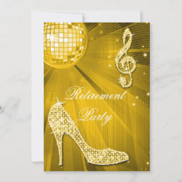 Disco Ball en Sparkle Heels Gold Retirement Kaart