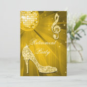 Disco Ball en Sparkle Heels Gold Retirement Kaart (Staand voorkant)