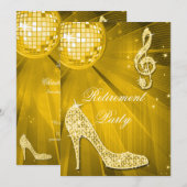 Disco Ball en Sparkle Heels Gold Retirement Kaart (Voorkant / Achterkant)