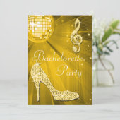 Disco Ball en Sparkle Heels Gouden Bachelorette Kaart (Staand voorkant)