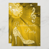 Disco Ball en Sparkle Heels Gouden Bachelorette Kaart (Voorkant / Achterkant)