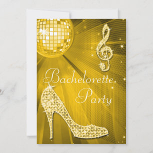 Disco Ball en Sparkle Heels Gouden Bachelorette Kaart