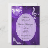 Disco Ball en Sparkle Heels Lila pensioen Kaart (Achterkant)