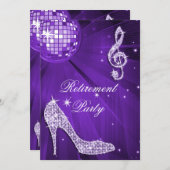Disco Ball en Sparkle Heels Lila pensioen Kaart (Voorkant / Achterkant)