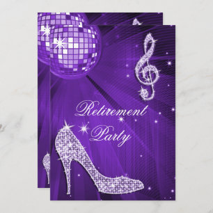 Disco Ball en Sparkle Heels Lila pensioen Kaart
