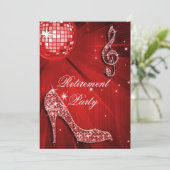 Disco Ball en Sparkle Heels Red Retirement Kaart (Staand voorkant)
