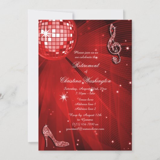 Disco Ball en Sparkle Heels Red Retirement Kaart (Achterkant)