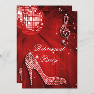 Disco Ball en Sparkle Heels Red Retirement Kaart